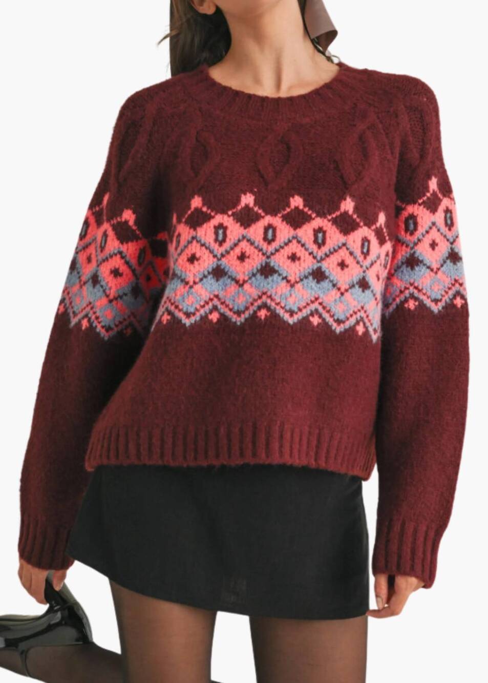 NEW &MERCI mollie sweater in burgundy pink